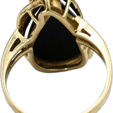 14k Yellow Gold Pear Cabochon Cut Onyx Solitaire Ring Size 7