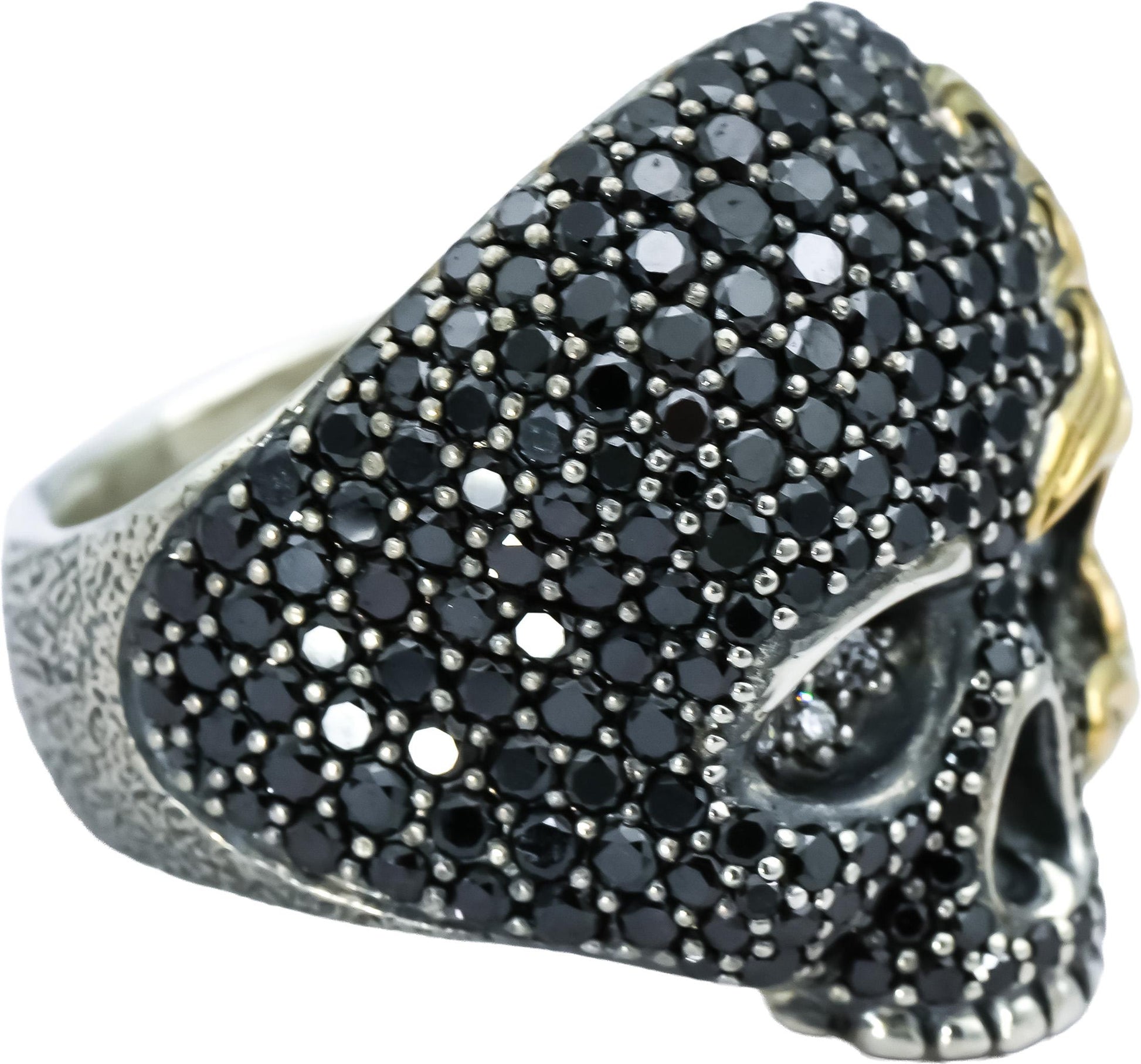 DAVID YURMAN 18k Gold Sterling Silver Diamond Waves Skull Ring 3.25CT