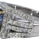 18k White Gold Blue Sapphire and Diamond Cocktail Ring 3.10CTW Size 6.75