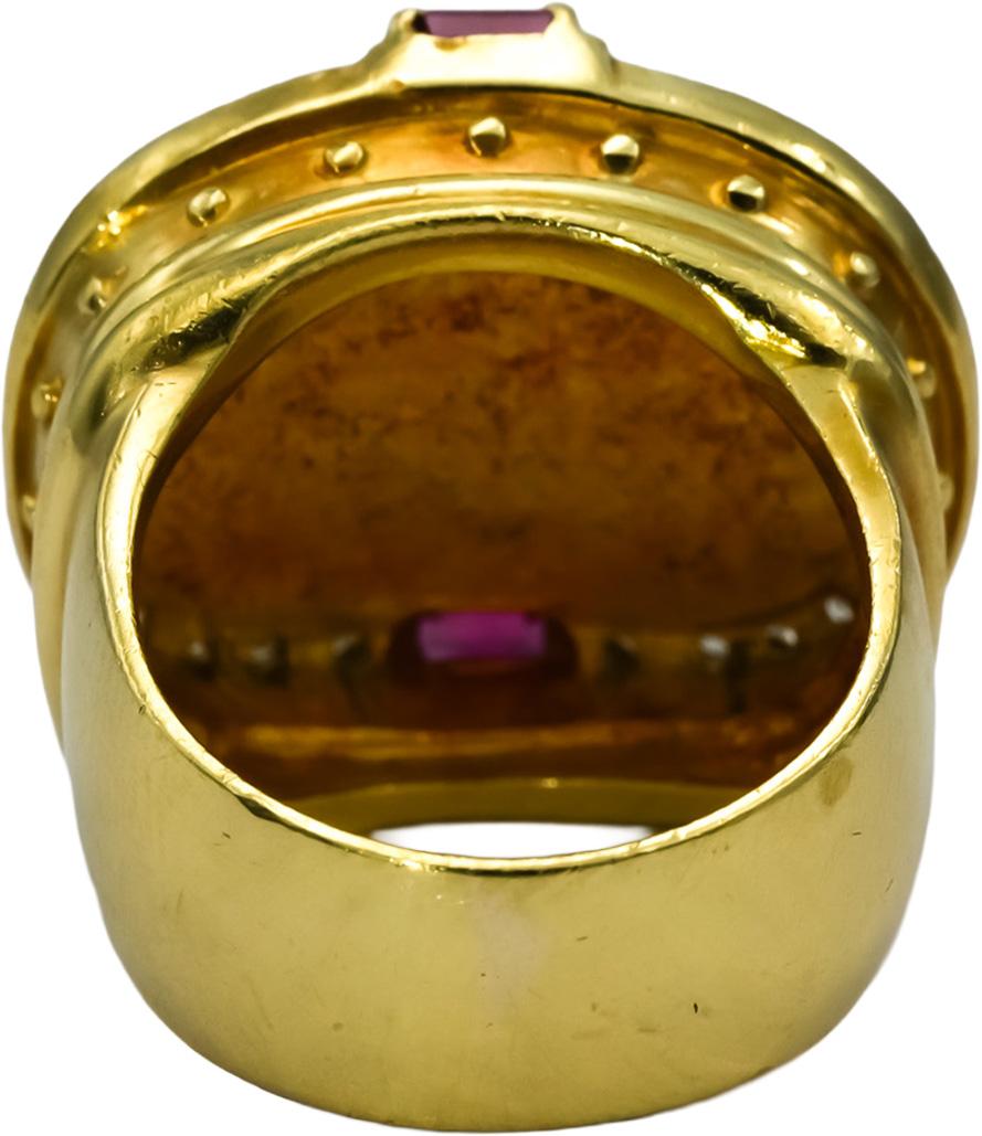 SEIDENGANG 18k Yellow Gold Diamond & Ruby Cupid Venus Ring .63CT Size 5.25