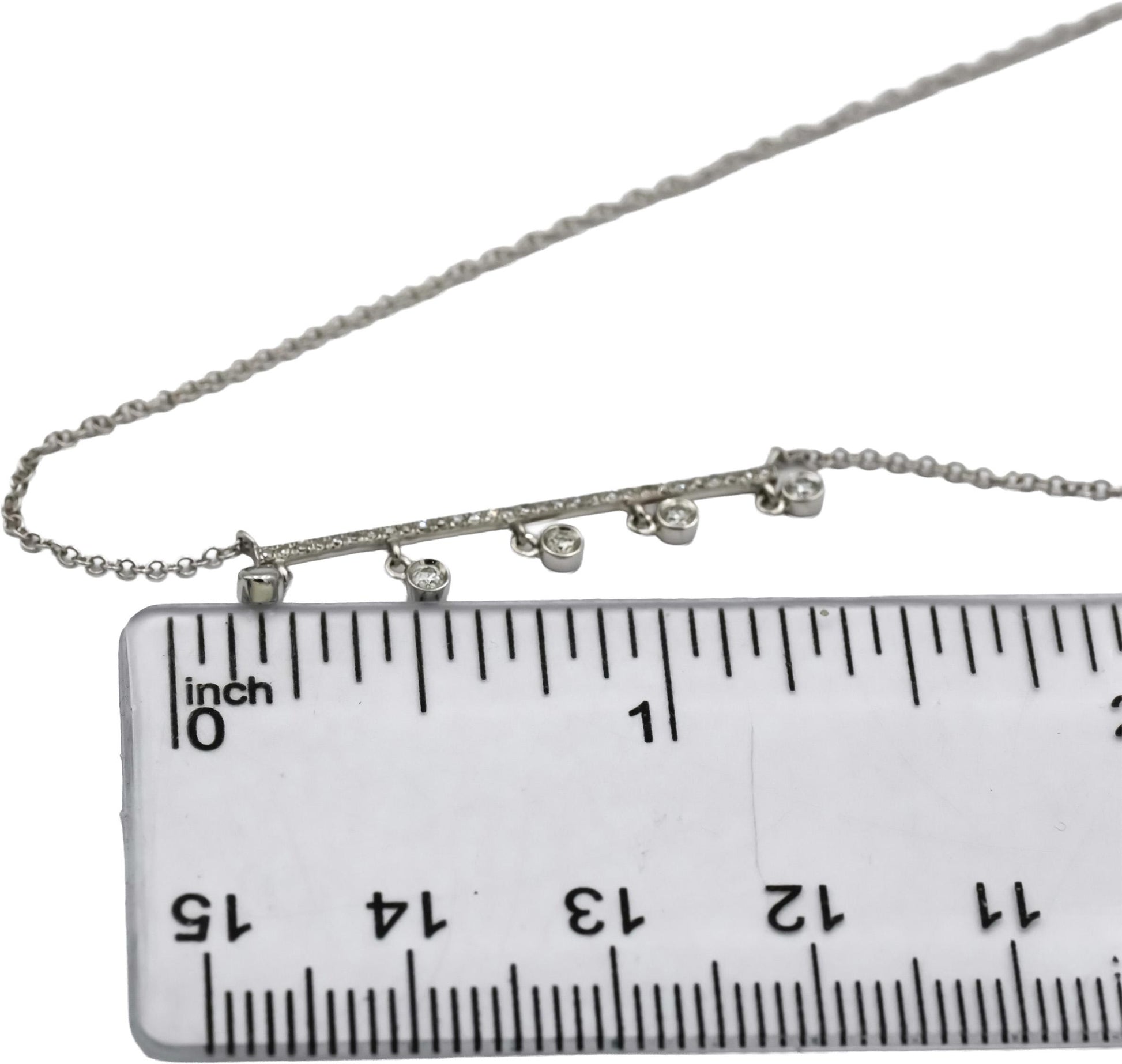 14k White Gold Round Diamond Dangle Pendant Necklace 0.25CT