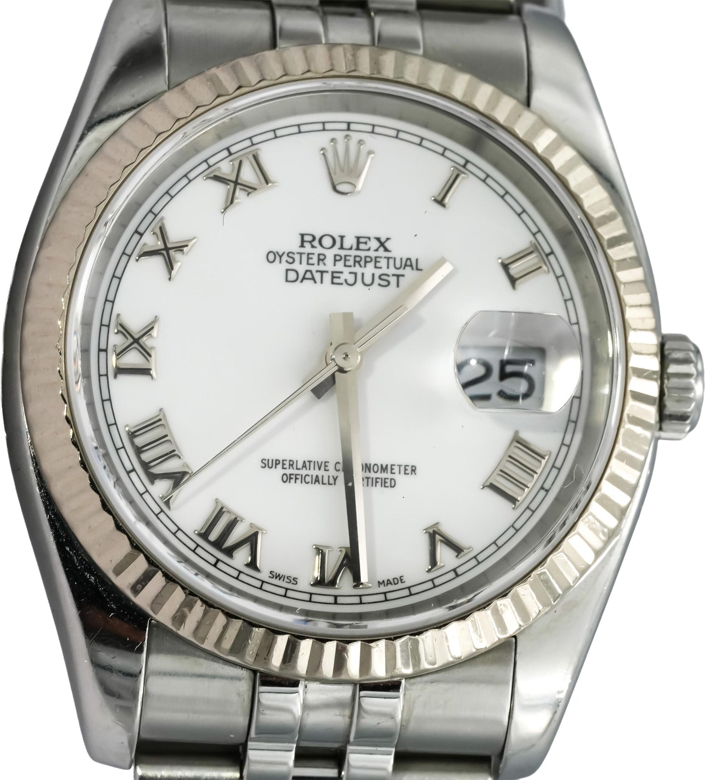 ROLEX Stainless Steel 18k Datejust 36 Automatic Watch w/Box & Papers Ref. 116234