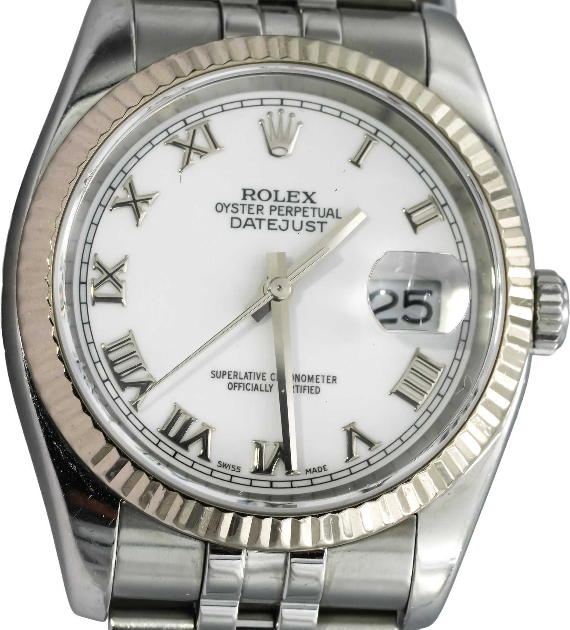 ROLEX Stainless Steel 18k Datejust 36 Automatic Watch w/Box & Papers Ref. 116234