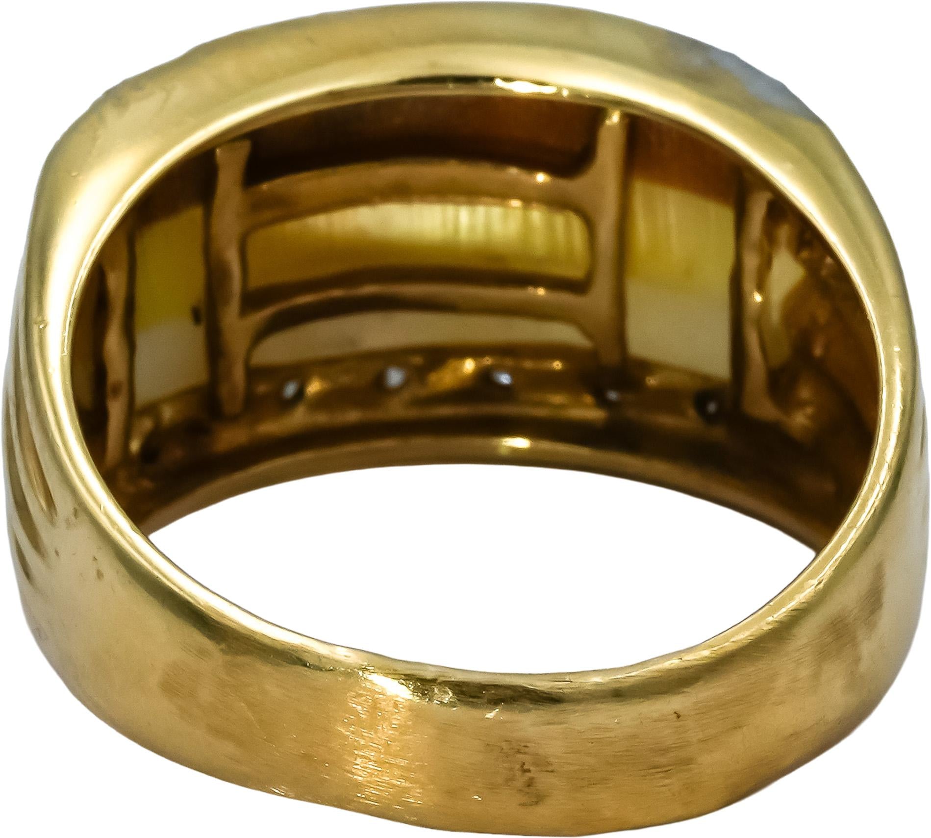 14k Yellow Gold Multi Color Mother of Pearl and Diamond Band Ring Size 7.5