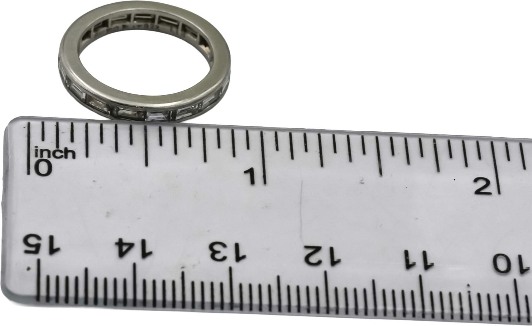 Platinum Emerald Cut Channel Set Diamond Eternity Ring 1.18CT Size 4.25