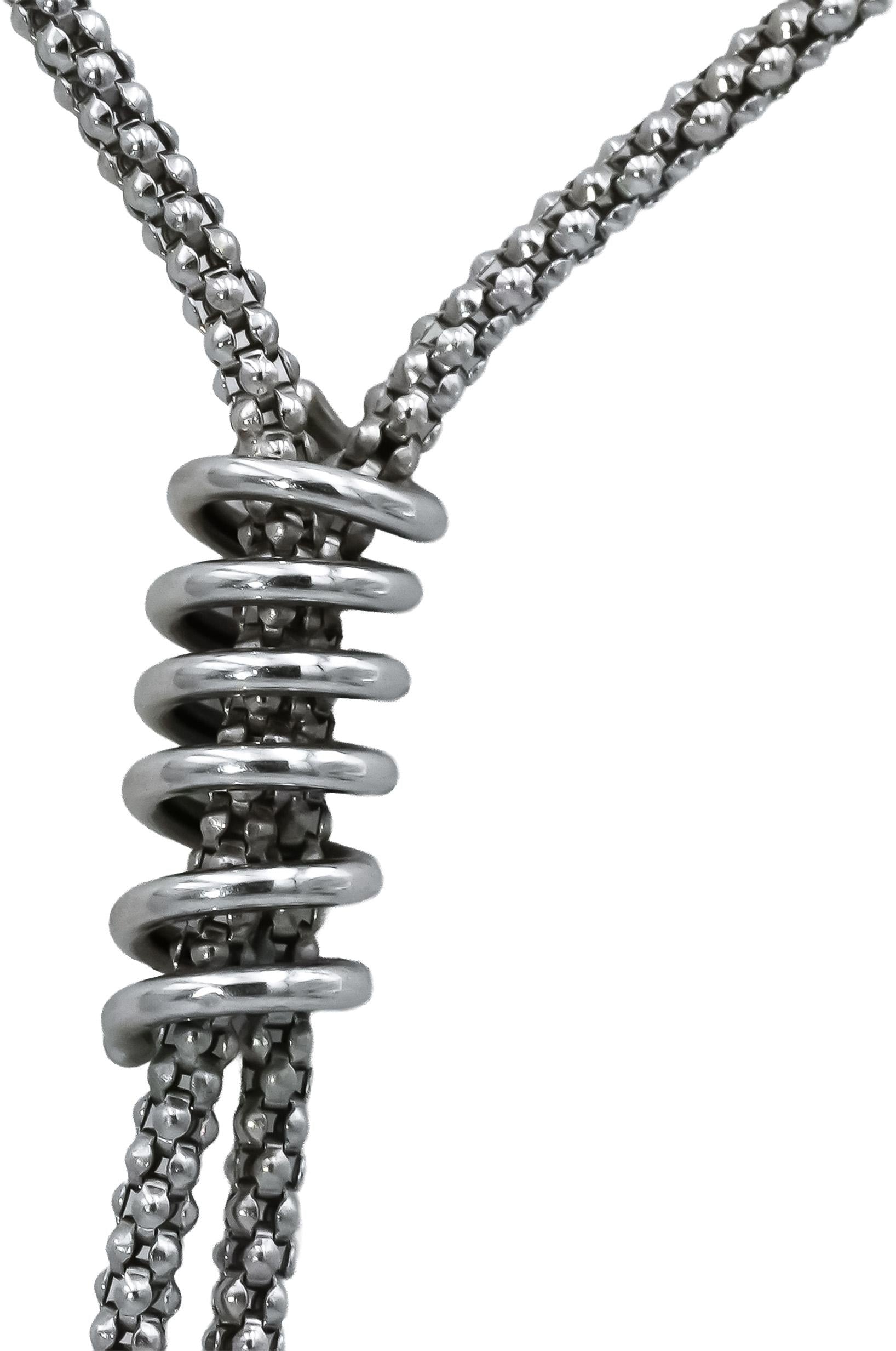 14k White Gold Briolette Cut Blue Topaz Tassel Necklace