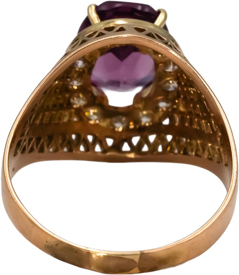 14k Rose Gold VS Diamond and Synthetic Amethyst Ring 4.50CT Size 8.75