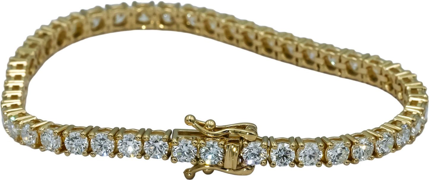 14k Yellow Gold VS Round Diamond Tennis Bracelet 8.51CT