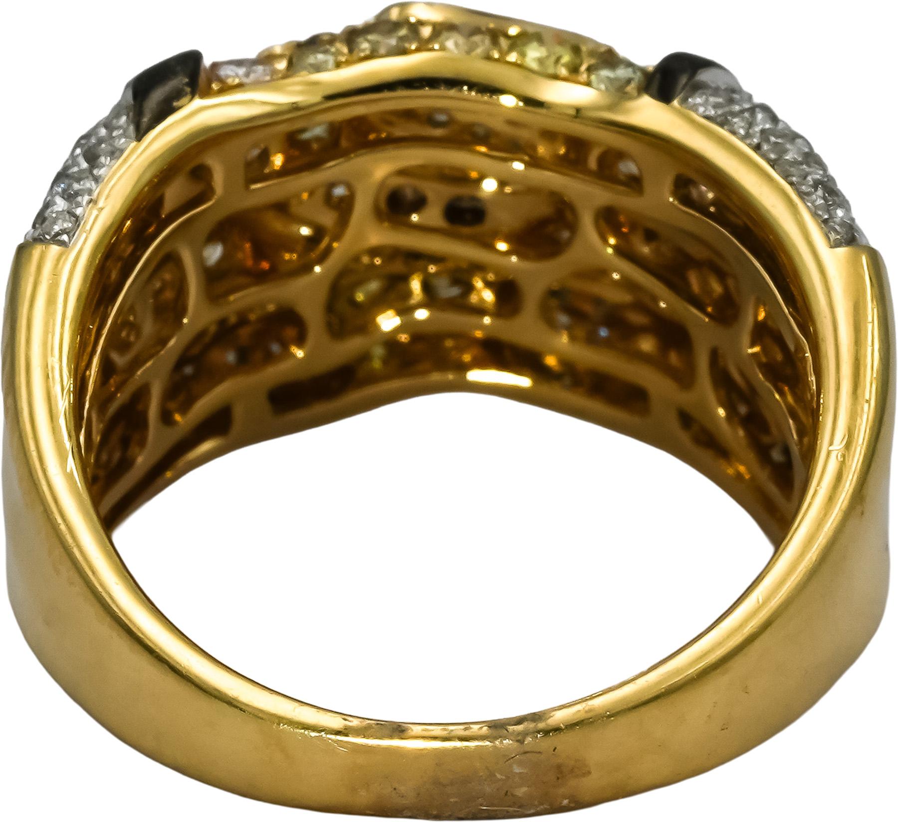 14k Yellow Gold Black Rhodium VS Diamond Cluster Band Ring 1.0CT Size 6.5