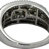 10k White Gold Round and Baguette Cut Diamond Cluster Band Ring 1.0CT Size 8.5