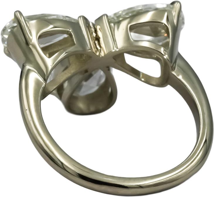 18k White Gold VS Pear Step Cut Diamond Three Stone Ring 3.25CT Size 6.25