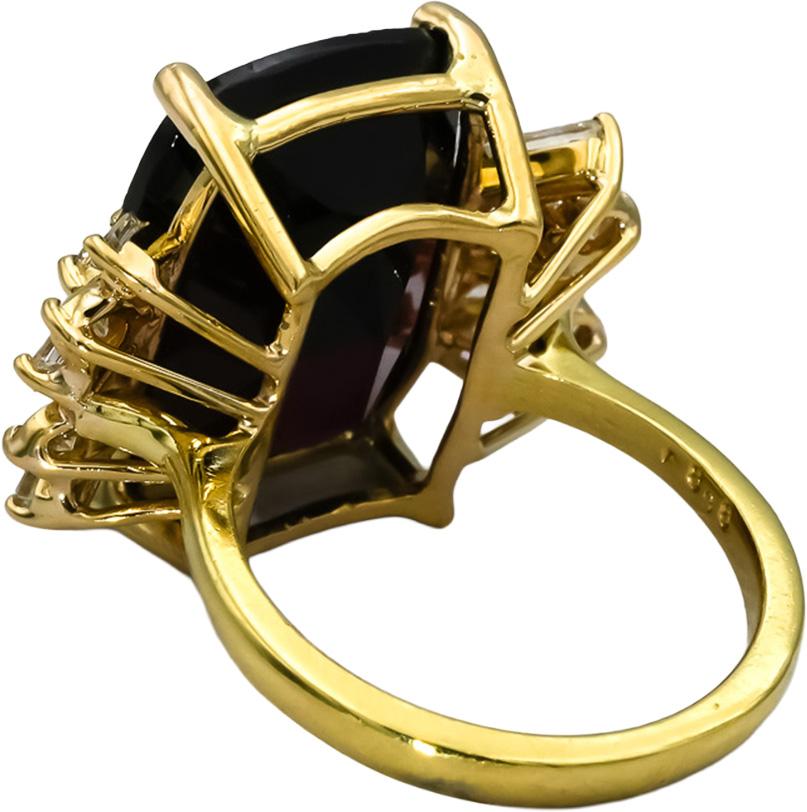 18k Yellow Gold VS Diamond and Garnet Cocktail Ring 16.50CT Size 6.75