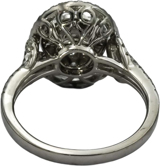 14k White Gold Round Pave Diamond Ring 1.0CT Size 7.25