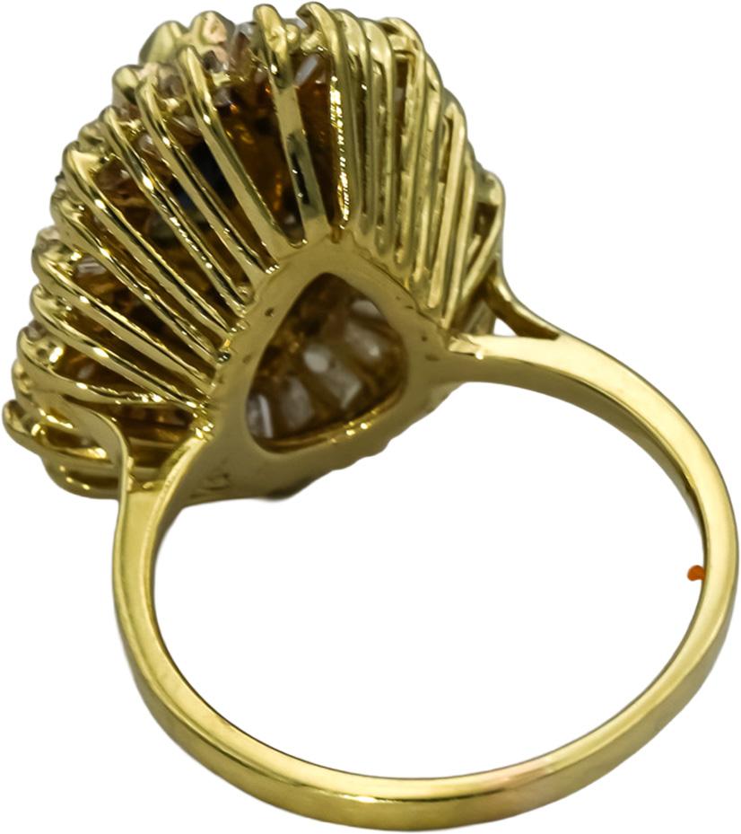 14k Yellow Gold Diamond and Sapphire Cocktail Ring 2.50CT Size 5.5