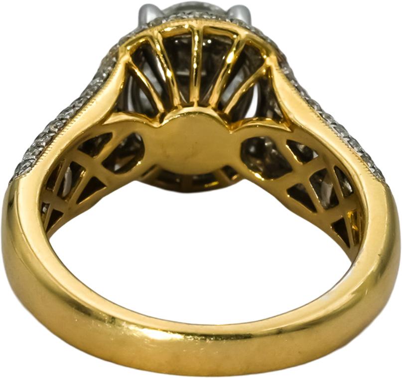 14k Yellow Gold VS Oval Princess Round Diamond Cluster Ring 1.50CT Size 7.25