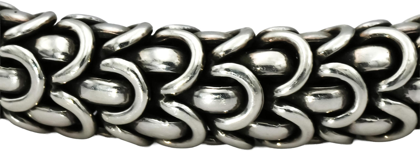 JOHN HARDY Sterling Silver 18k Gold Diamond Naga Collection 8mm Bracelet 0.25CT