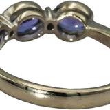 14k White Gold Oval Cut Tanzanite Band Ring 1.25CT Size 7.25 w/ Diamond Accents