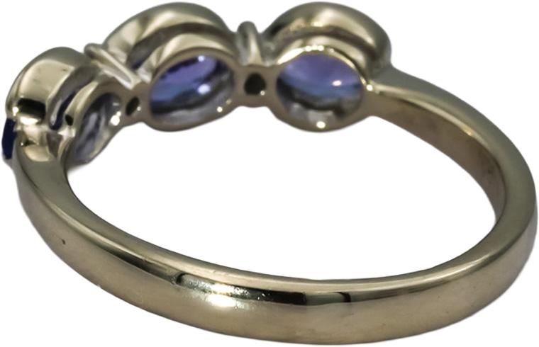 14k White Gold Oval Cut Tanzanite Band Ring 1.25CT Size 7.25 w/ Diamond Accents
