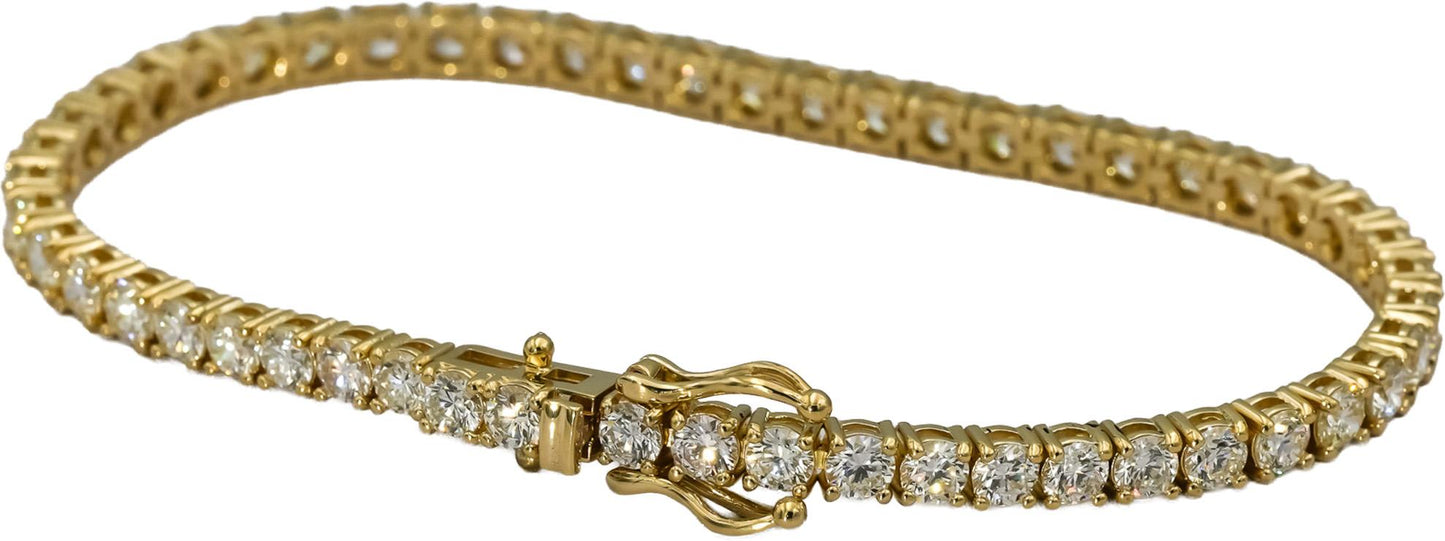 14k Yellow Gold VS Round Diamond Tennis Bracelet 7.05CT