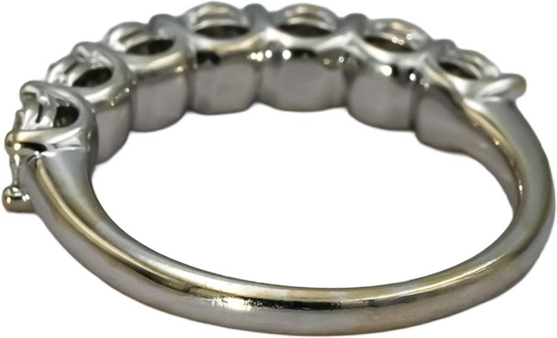 14k White Gold Round Diamond Seven Stone Band Ring 1.0CT Size 7.25