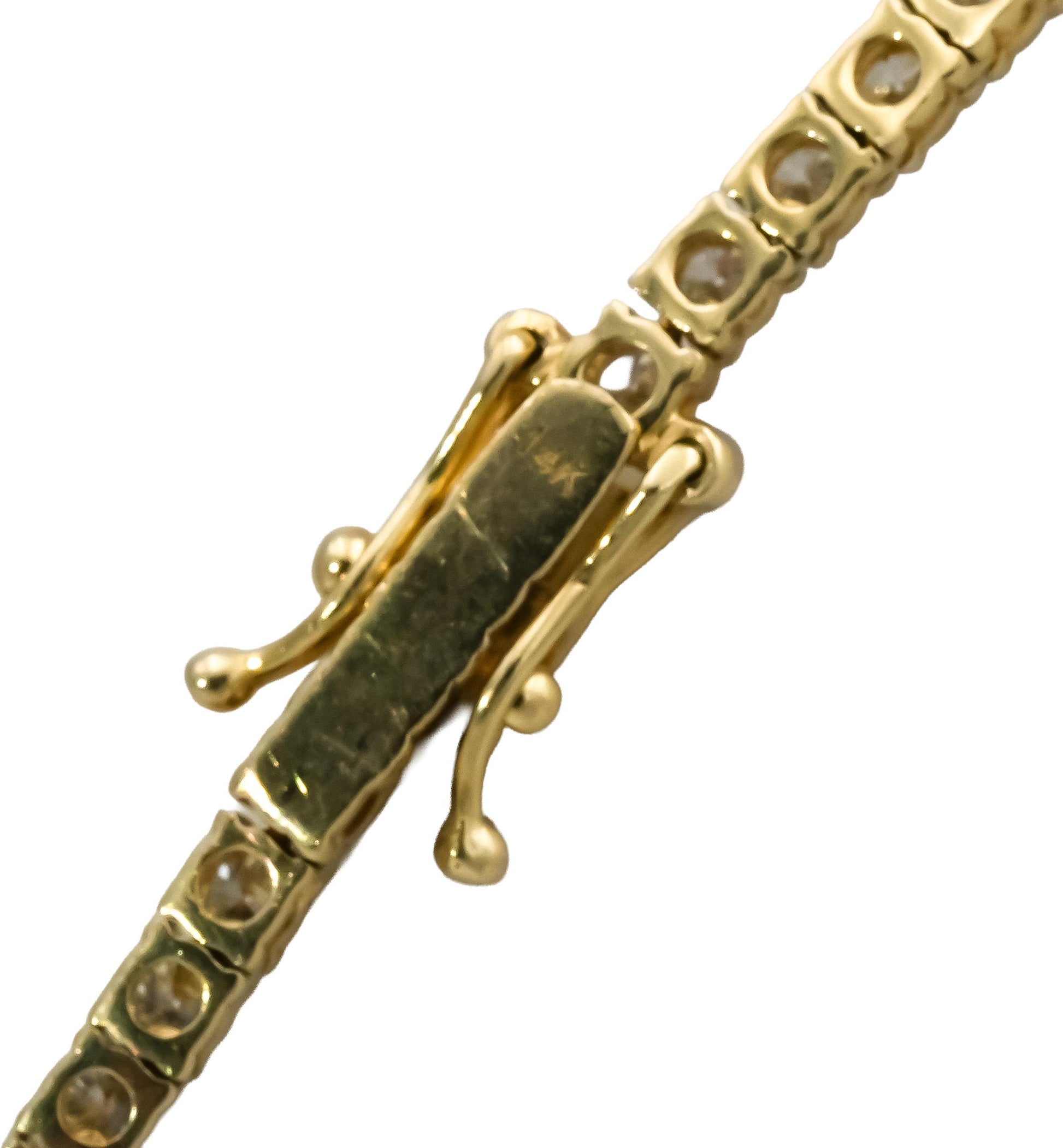 14k Yellow Gold VS Round Diamond Tennis Necklace 9.0CT