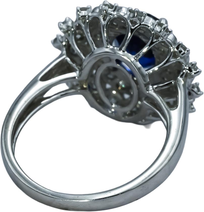 14k White Gold Diamond and Tanzanite Cocktail Ring 3.0CT Size 6