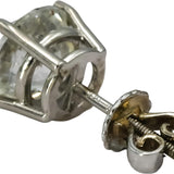 14k White Gold Round Cut Diamond Screw Back Stud Earrings 4.03CT