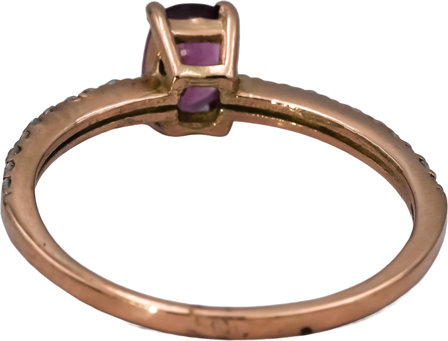 10k Rose Gold Diamond and Pink Sapphire Ring 0.50CT Size 6.75