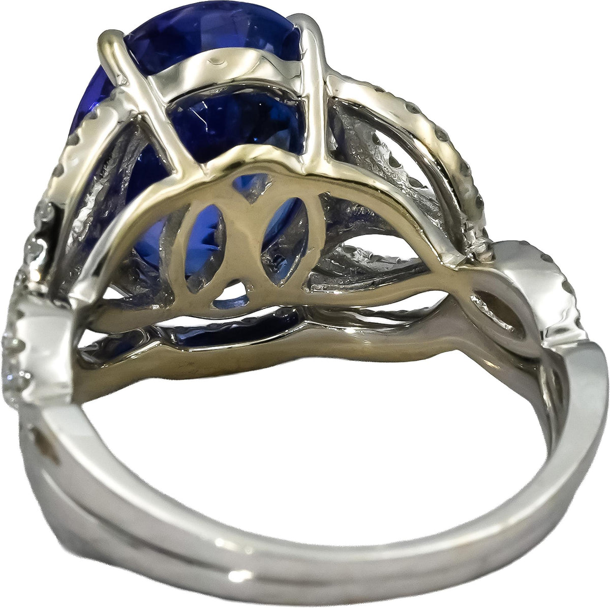 18k White Gold VS Diamond and Tanzanite Cocktail Ring 4.75CT Size 5.75