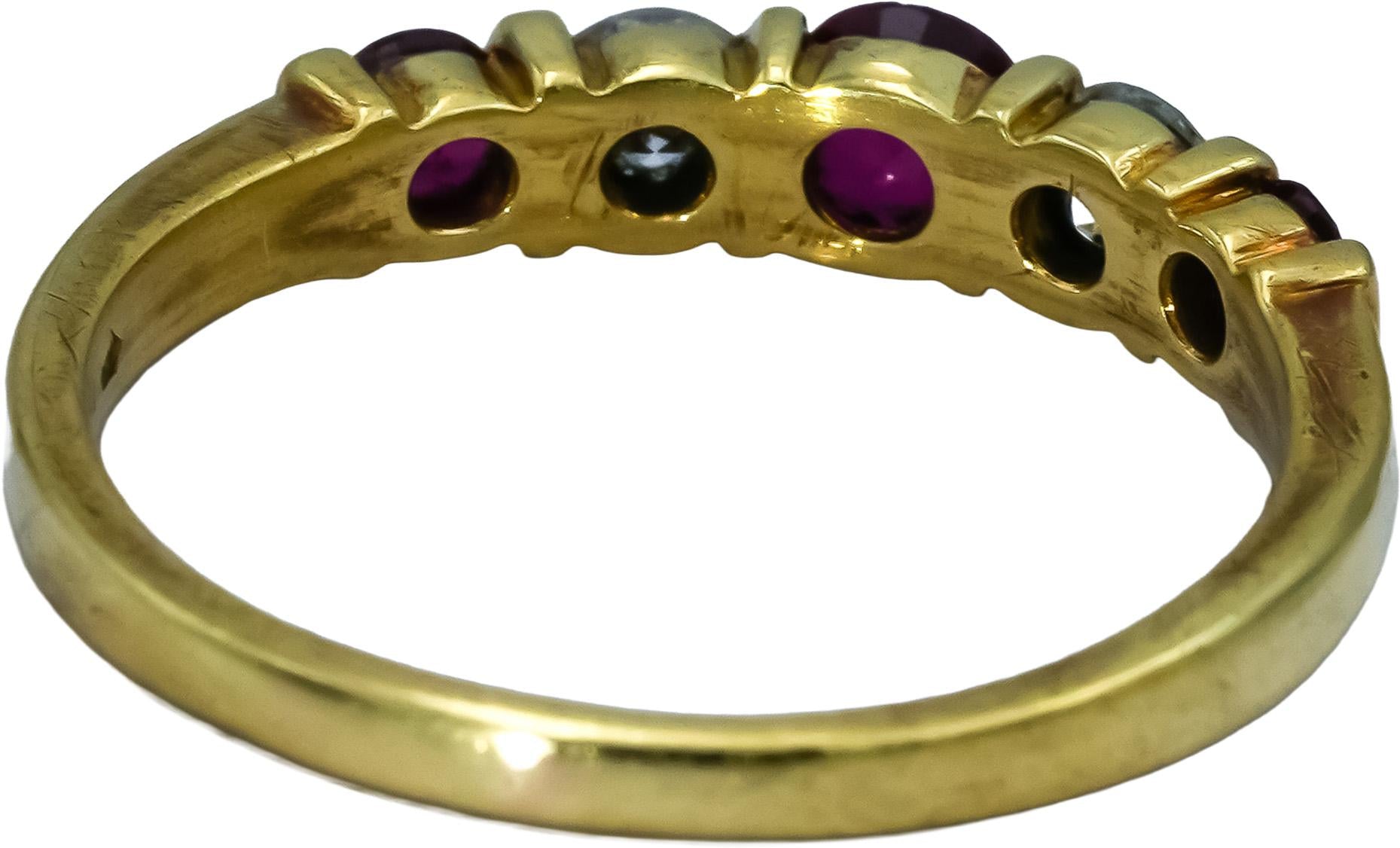 18k Yellow Gold VS Diamond and Ruby Band Ring 0.75CT Size 7.75