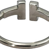 TIFFANY & CO. 18k White Gold Diamond T Band Ring 0.18CT Size 5.5 w/ Pouch