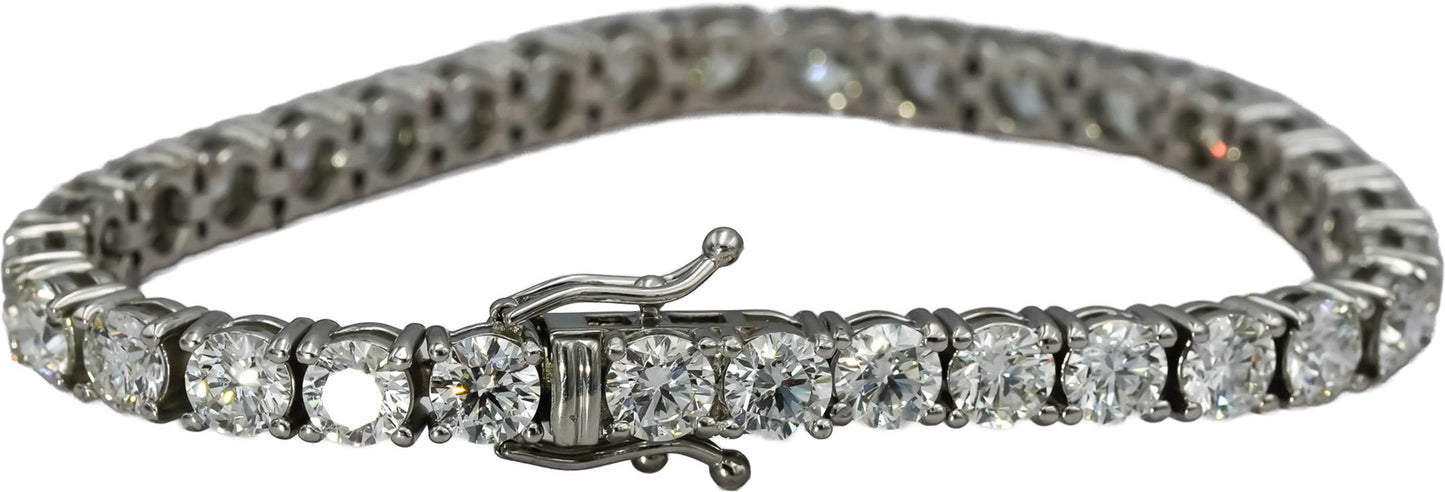 GIA Certified 14k White Gold VS2/G-H Round Diamond Tennis Bracelet 17.72CT