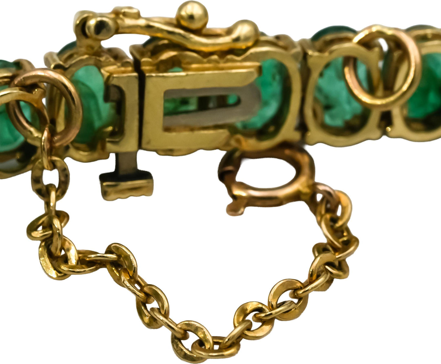 14k Yellow Gold Oval Cut Emerald Line Necklace 30.0CT