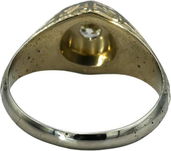 Art Deco Antique 18k White Gold VS Old Euro Diamond Ring 0.40CT Size 9.75