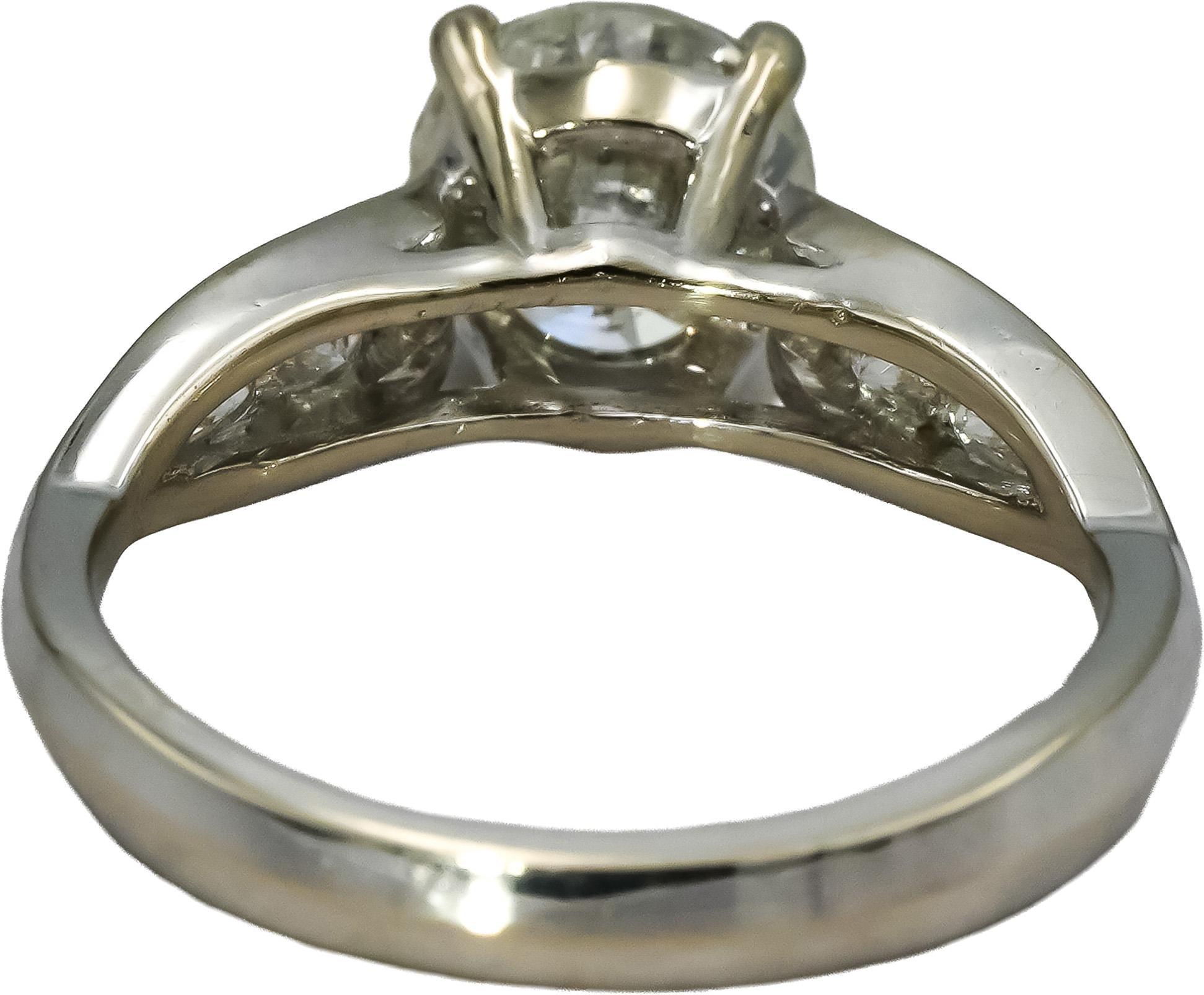 18k White Gold Round Diamond Engagement Ring 1.71CT w/ 1.51CT Center Size 6.25