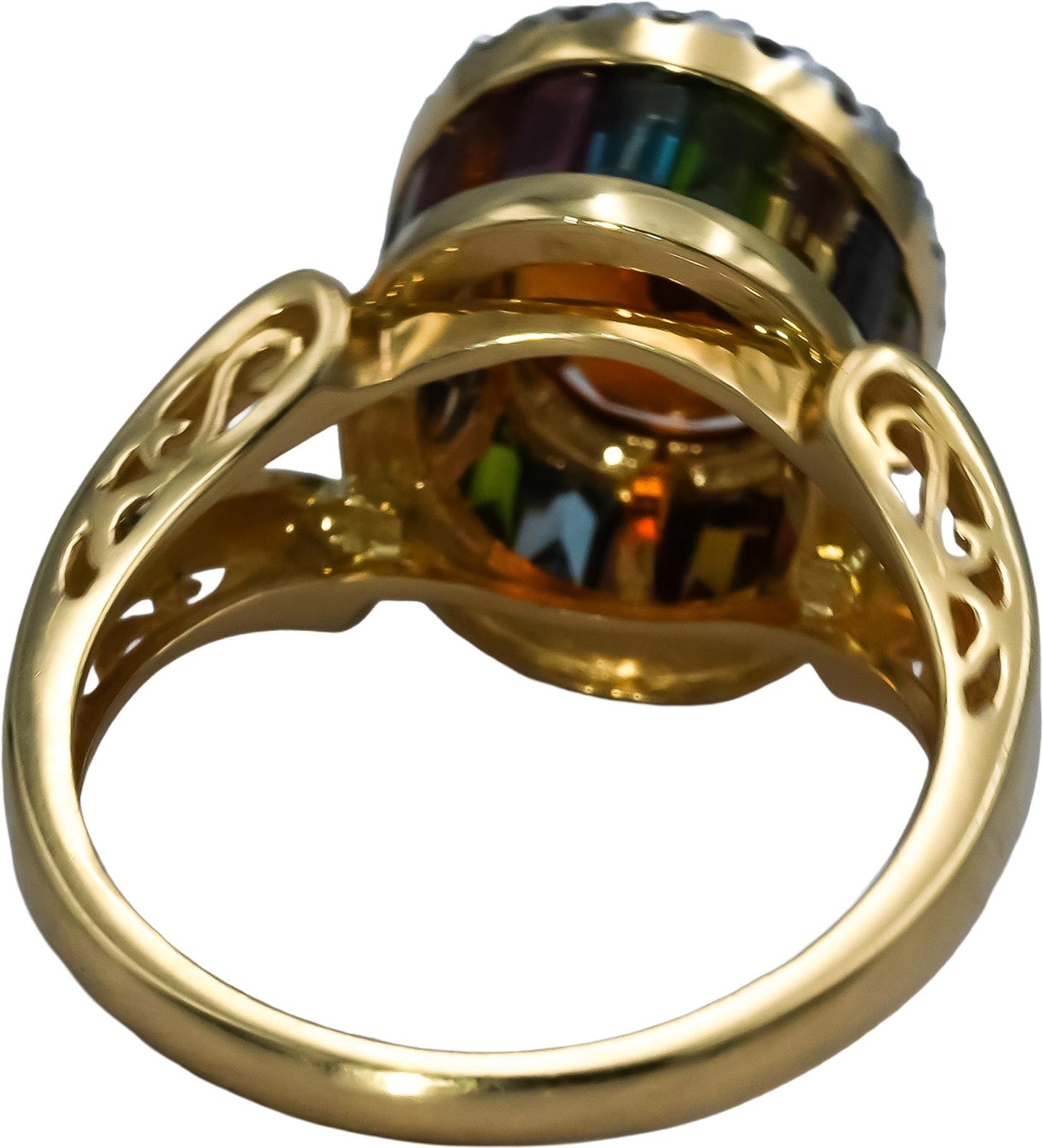 14k Yellow Gold Diamond Citrine Multi Color Gemstone Ring 4.33CT Size 7