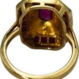 10k Yellow and White Gold Ruby Cocktail Ring 1.0CT Size 5 w/ Diamond Accents