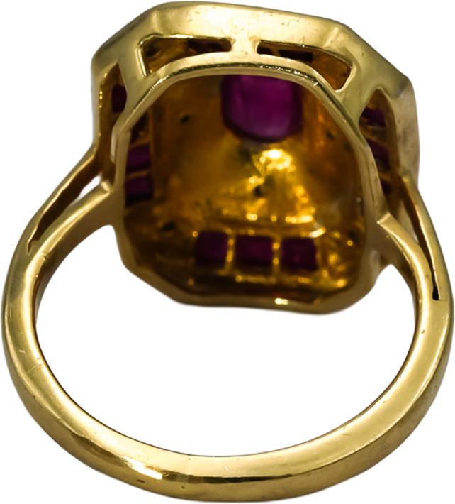 10k Yellow and White Gold Ruby Cocktail Ring 1.0CT Size 5 w/ Diamond Accents