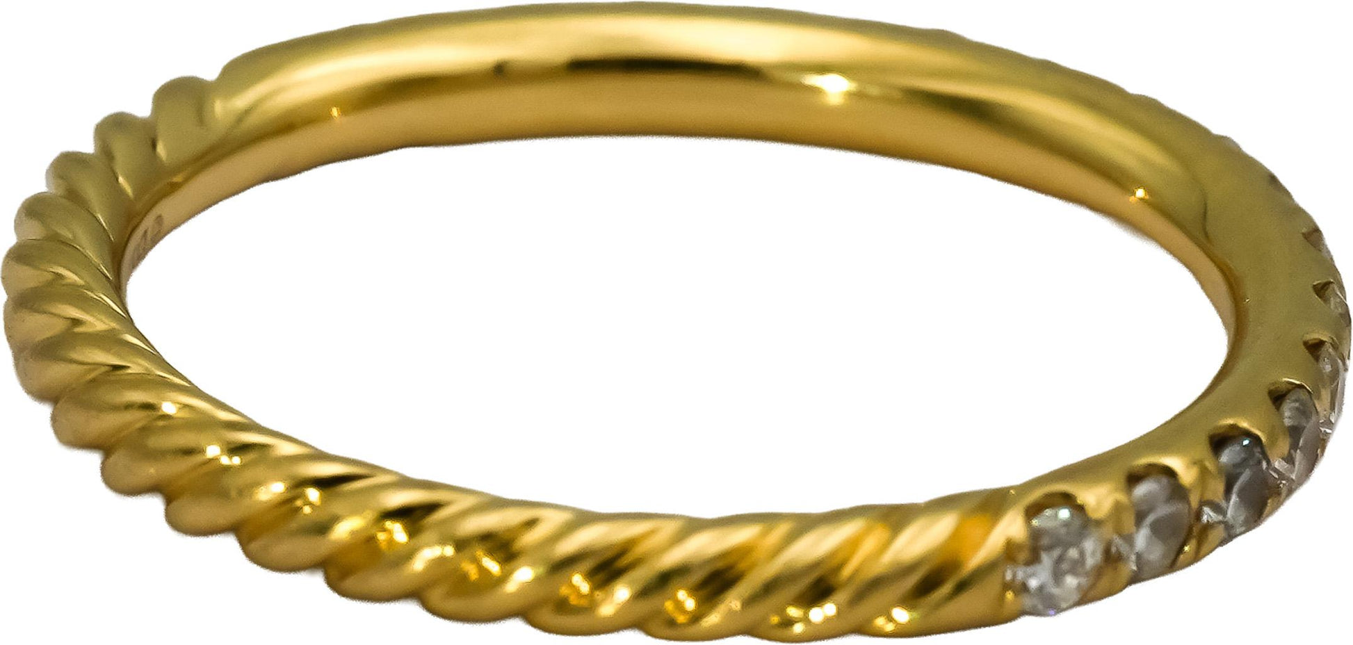 DAVID YURMAN 18k Yellow Gold VS Diamond Cable Collection Stack Ring .31CT Size 6