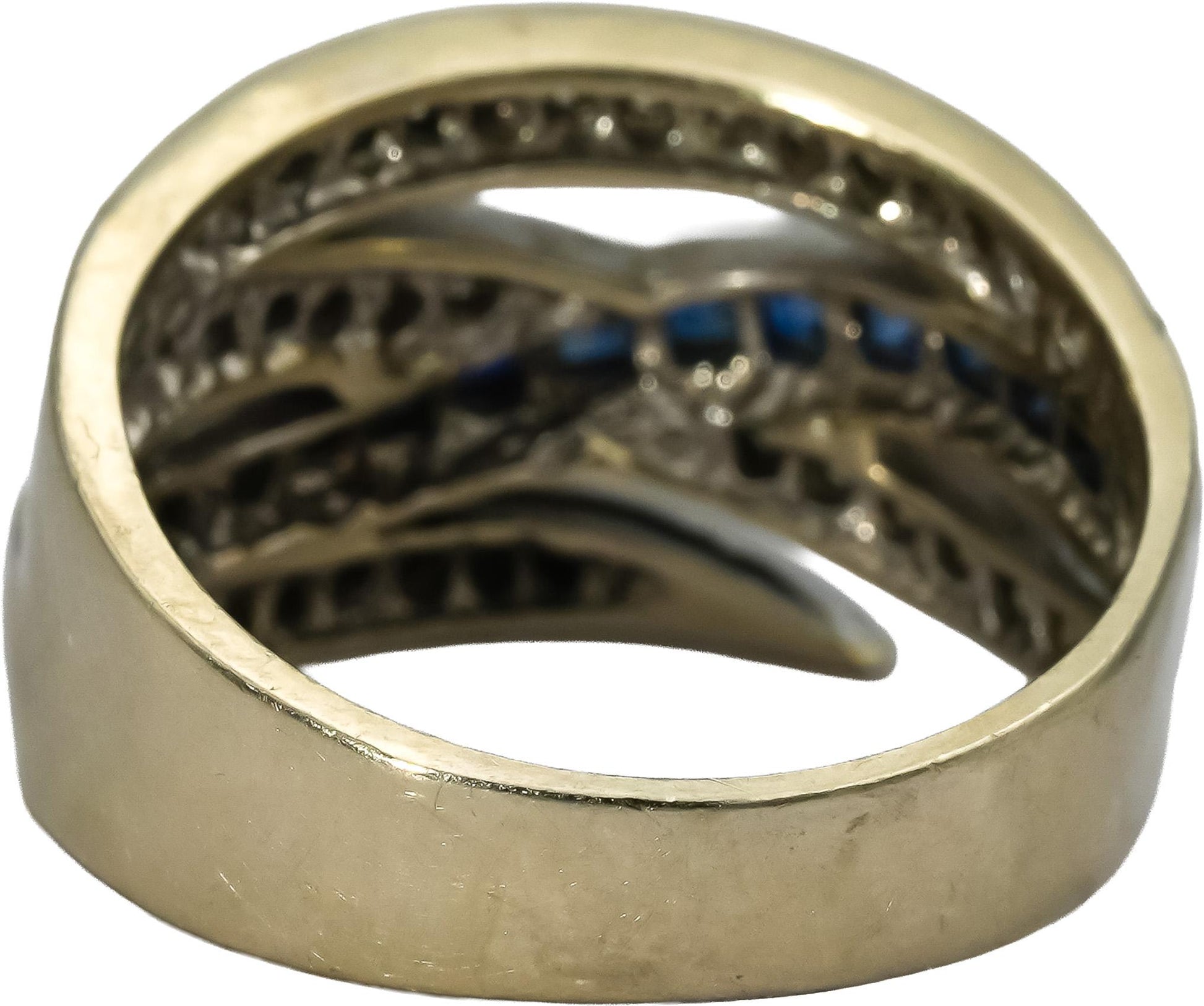 14k White Gold Diamond and Sapphire Crossover Ring 1.25CT Size 7.75