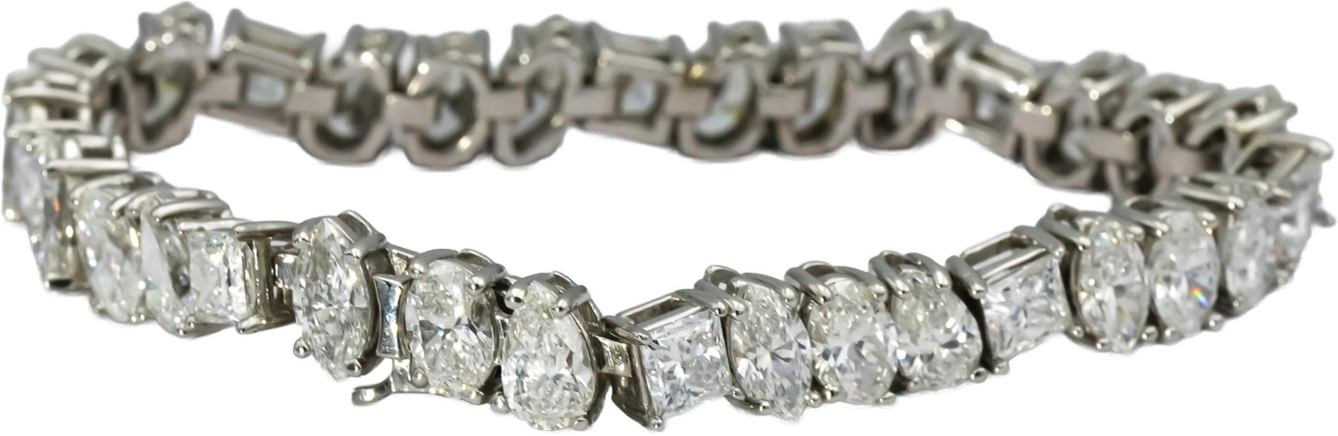 14k White Gold Mixed Cut Lab-Grown Diamond Tennis Bracelet 16.51CT