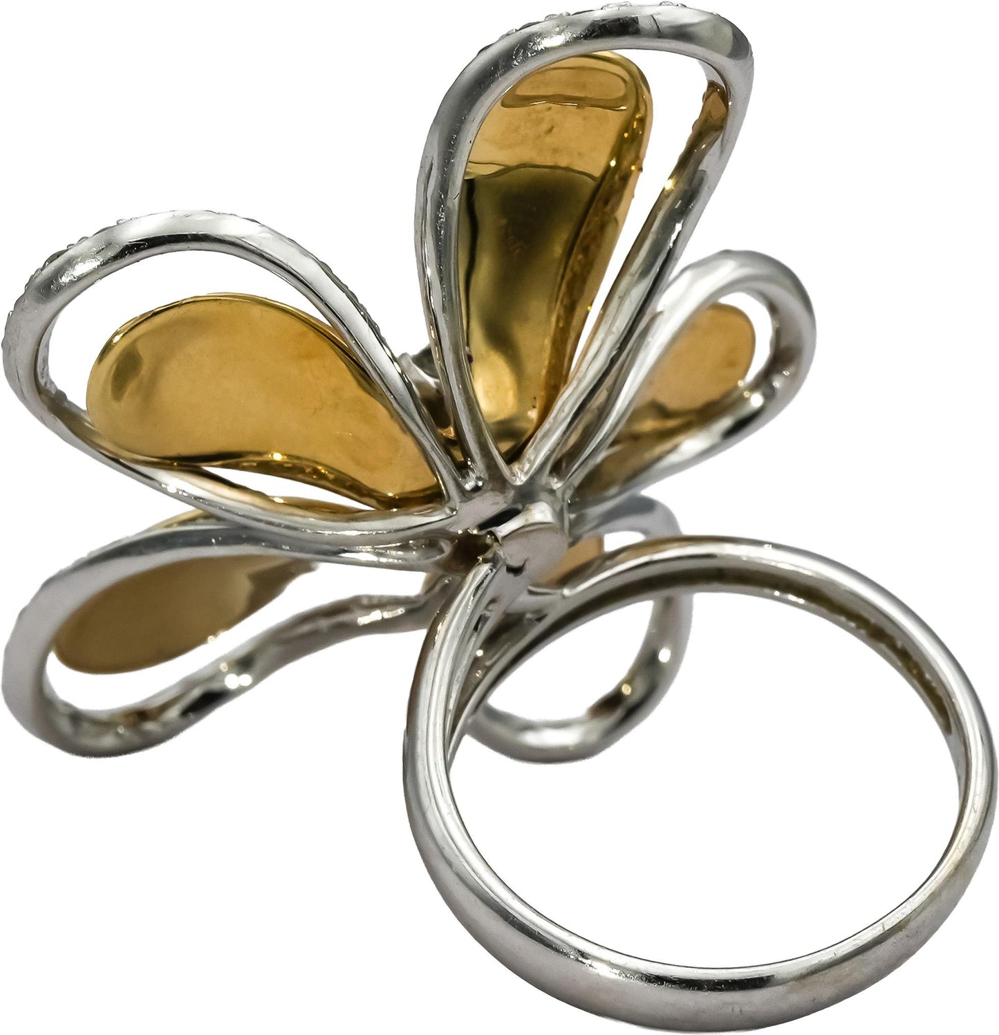 EFFY 14k White & Yellow Gold Diamond D'Oro Flower Ring 1.0 - 1.25CT Size 7