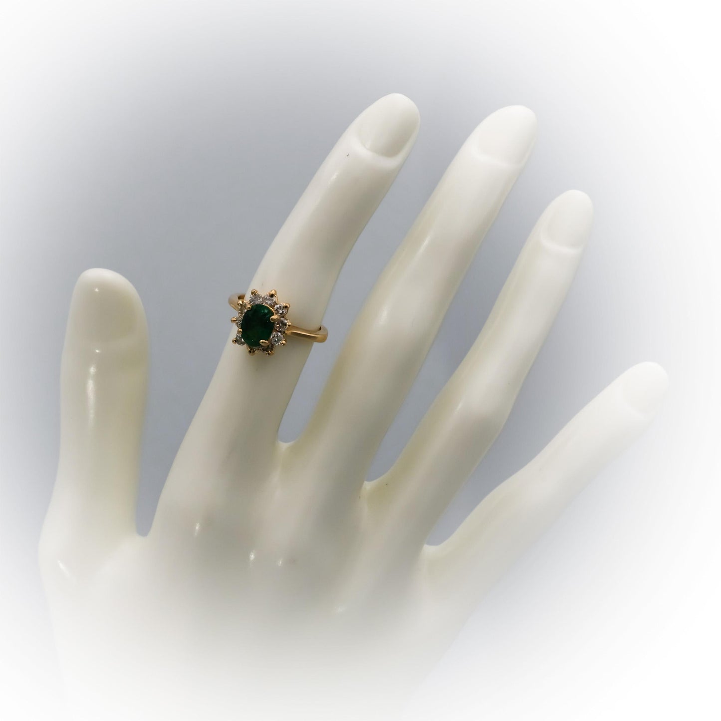 14k Yellow Gold Diamond and Emerald Cocktail Ring 1.60CT Size 5.75