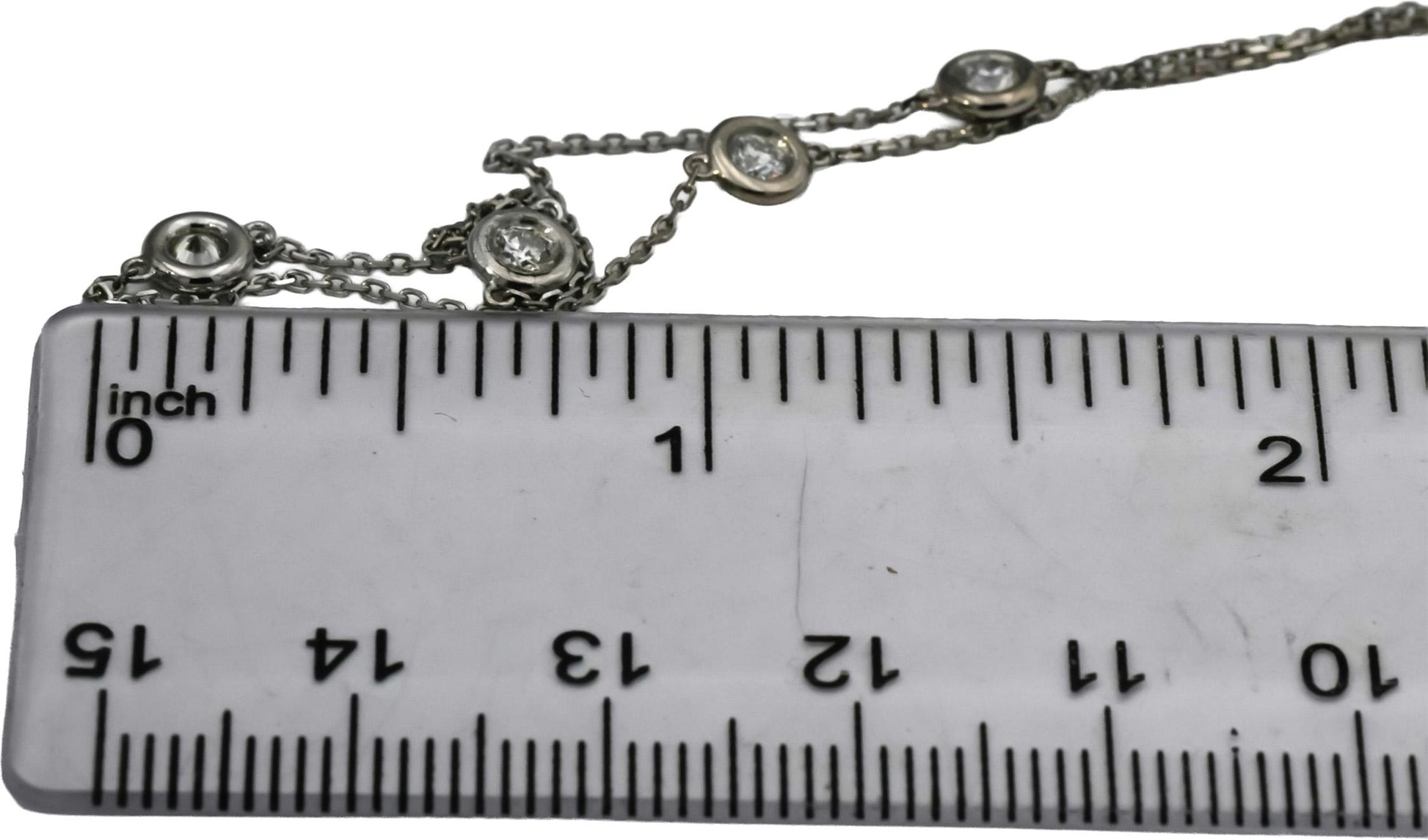 Platinum Round Bezel Set Diamond By The Yard Chain Necklace 1.35CT 10 Pieces
