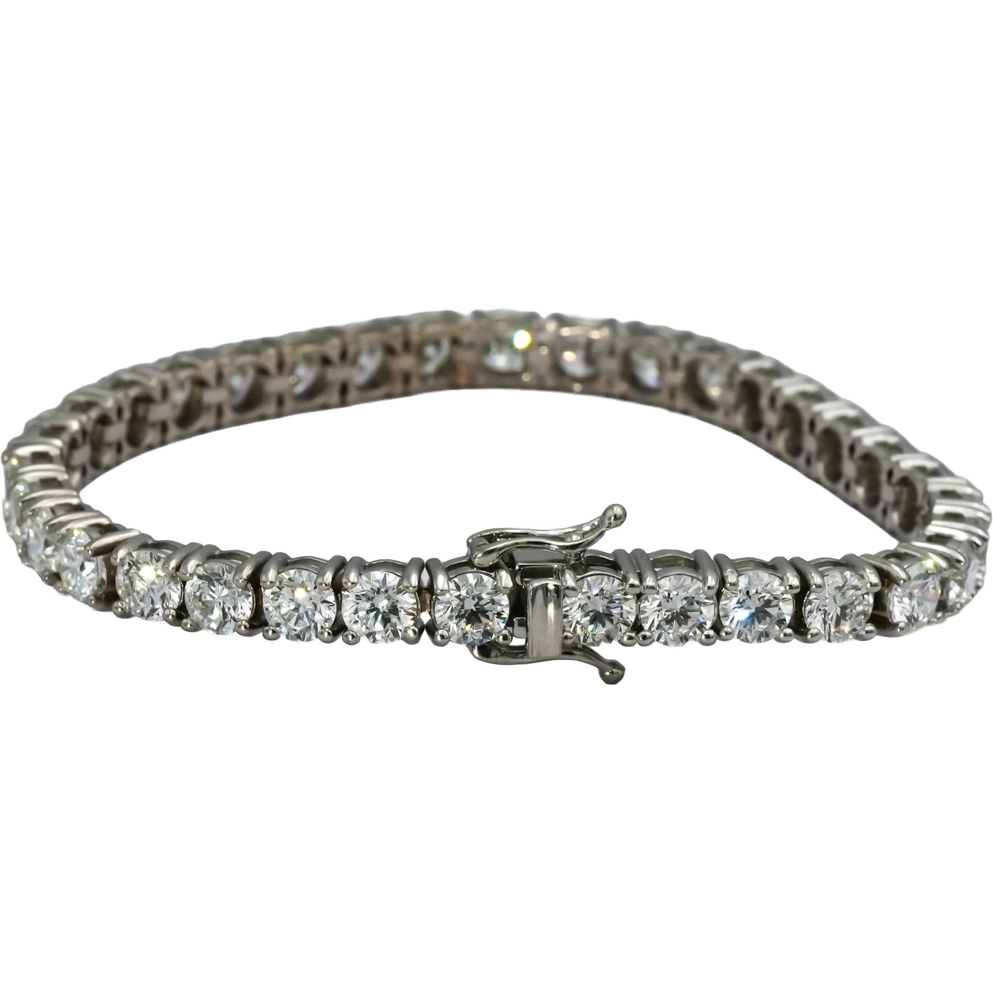GIA 18k White Gold VS1-SI1/D-H Diamond Tennis Bracelet 13.94CT 34 Stones