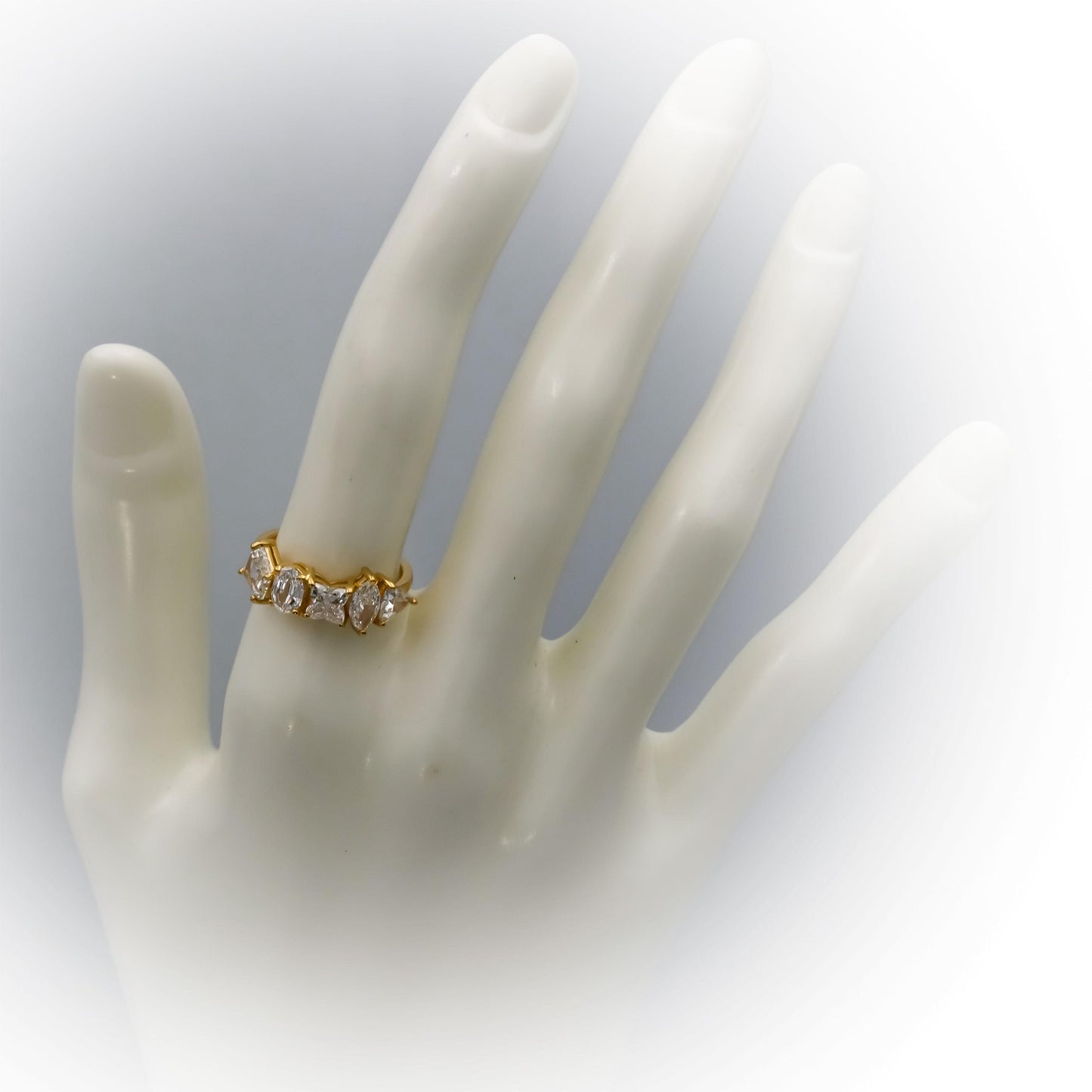 14k Yellow Gold VS Mixed Cut Diamonds Five Stone Ring 2.02CT Size 6