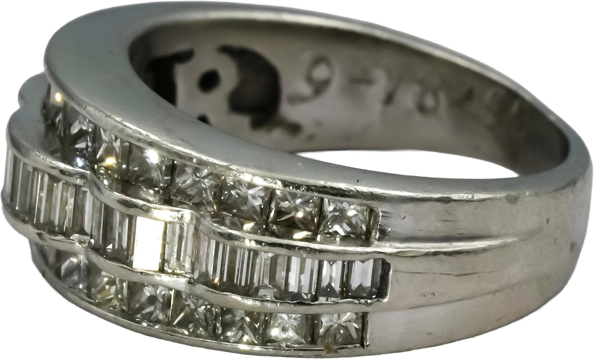 Platinum VS Princess and Baguette Diamond Ring 2.0CT Size 5.25