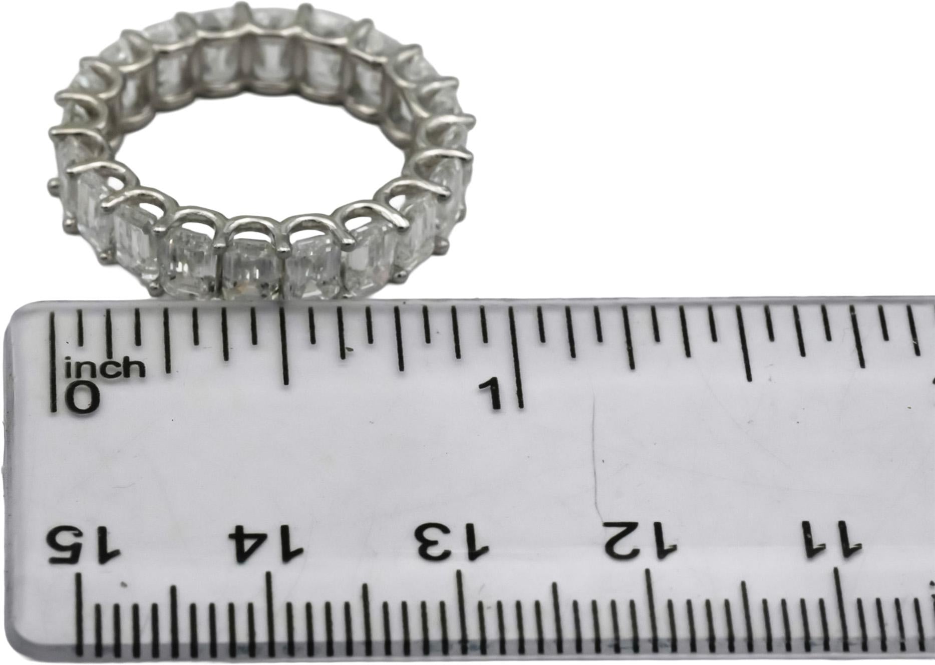 18k White Gold VS Emerald Cut Diamond Eternity Band Ring 6.29CT Size 6.75