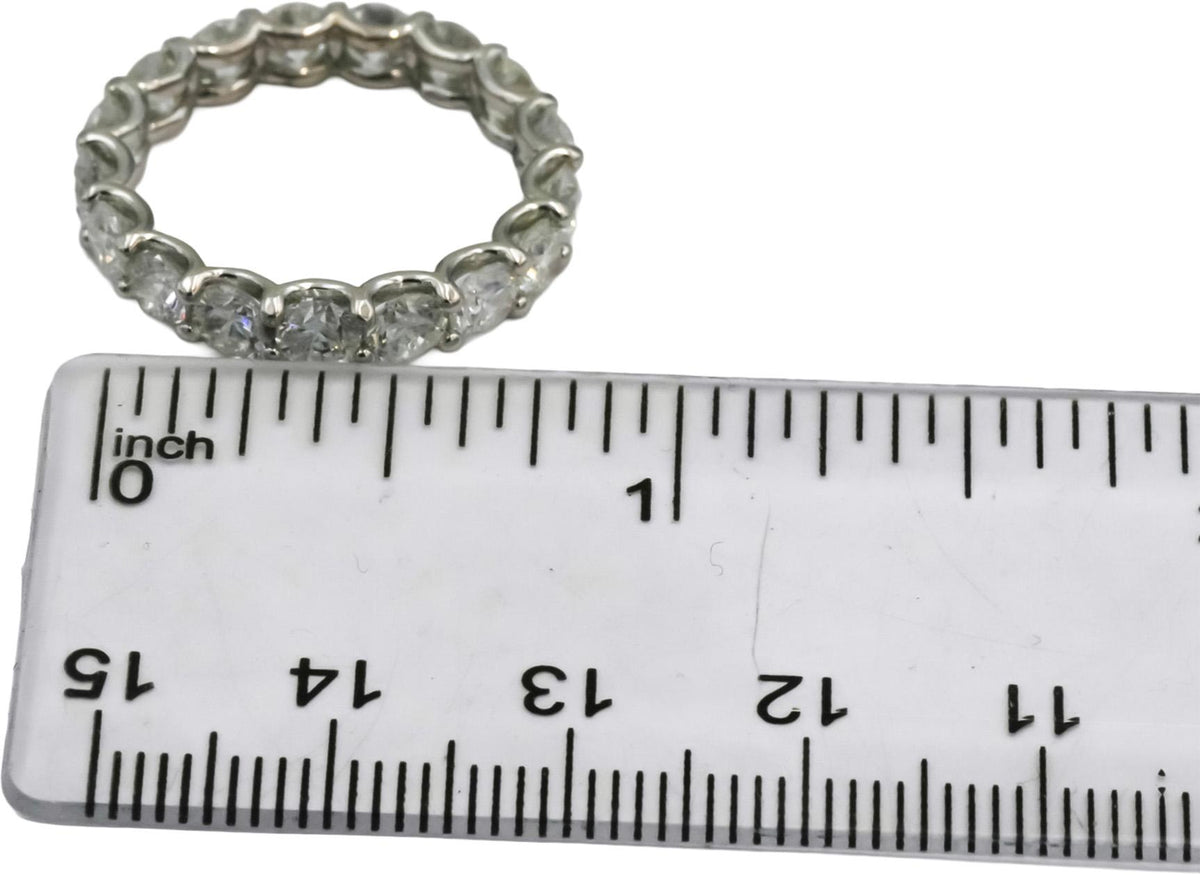 14k White Gold Round Diamond Shared Prong Eternity Band Ring 4.0CT Size 7