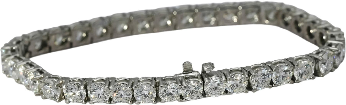 GIA Certified 14k White Gold VS1-VS2/E-F Natural Diamond Tennis Bracelet 18.96CT